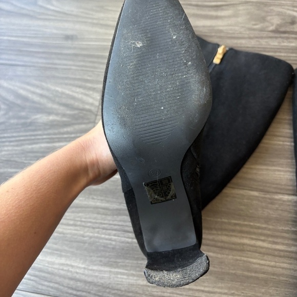 Givana Knee High Black Suede Block Heeled Boots Size 37 - Picture 6 of 8